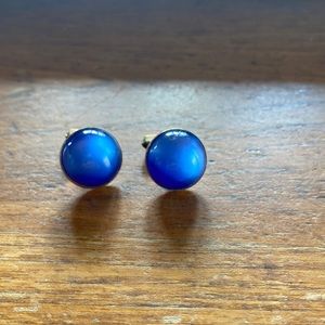 1940’s/50’s SWANK mark round blue moon glow & gold tone square toggle cuff links